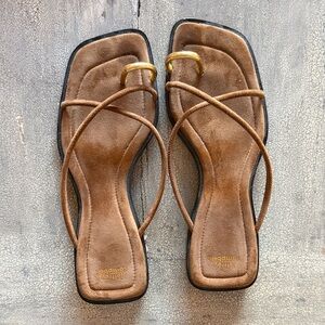 Jeffrey Campbell Brown Strappy Sandals with Gold Accents